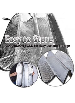 PAMEER Aluminum Car Sun Shades, Car Front Windscreen UV Protection Sun Block, Foldable Heat Resistant Sunshade Silver Color 1 Set for Windshields, Size 60x130CM  - Image 4