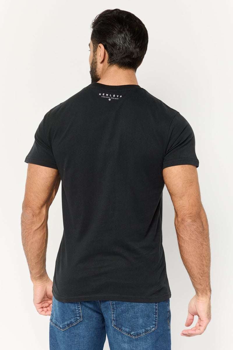 Henleys Men Crew Neck Short Sleeve Graphic Print T Shirt, Black - Image 4