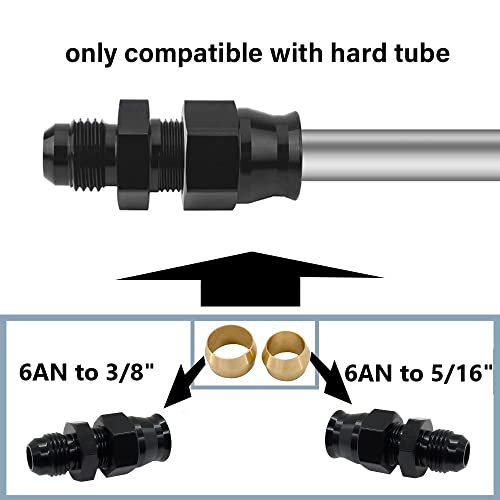 YSIL 6AN Male Flare to 5/16" Hardline Fuel Compression Fitting Adapter Aluminum Straight Black 4PCS - Image 3