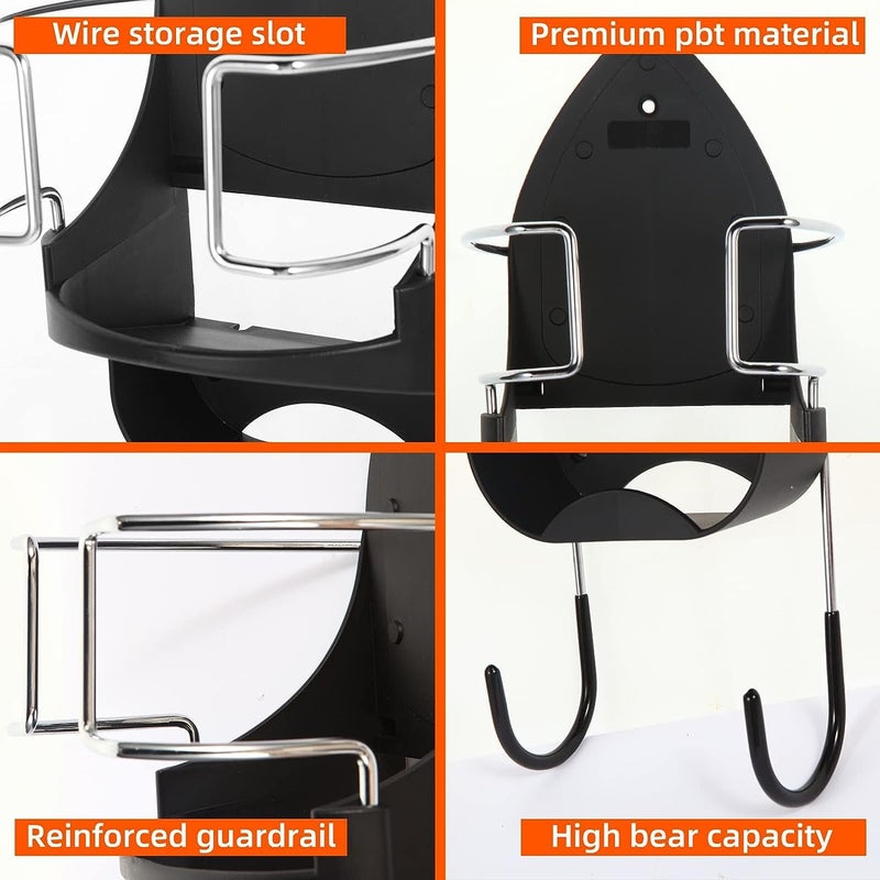 DOLPHY حامل لوح الحديد المثبت على الحائط مع خطافات لغرفة الغسيل المنزلية (أسود) - Image 3