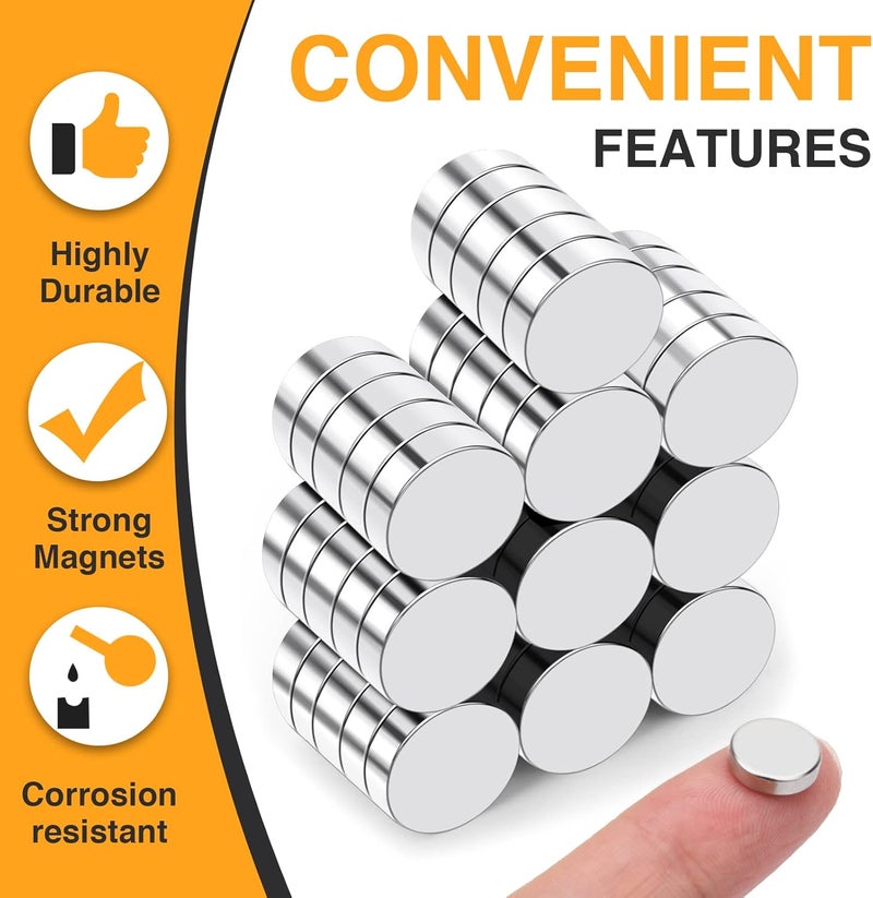 TRYMAG Small 10x3mm Rare Earth Magnets, 50Pcs Strong Neodymium Tiny Round Fridge Magnets for Whiteboard, Refrigerator, DIY, Kitchen, Office - Image 2