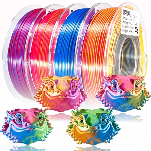 LOCYFENS 3D Printer Filament PLA, 3 in 1 Rainbow PLA Filament 1.75mm +/-0.02mm, High-Speed Printing Silk PLA Tri Color Filament, Fit to AMS, Coextrusion 3D Filament Bundle 200g x 4 Spools - Image 1
