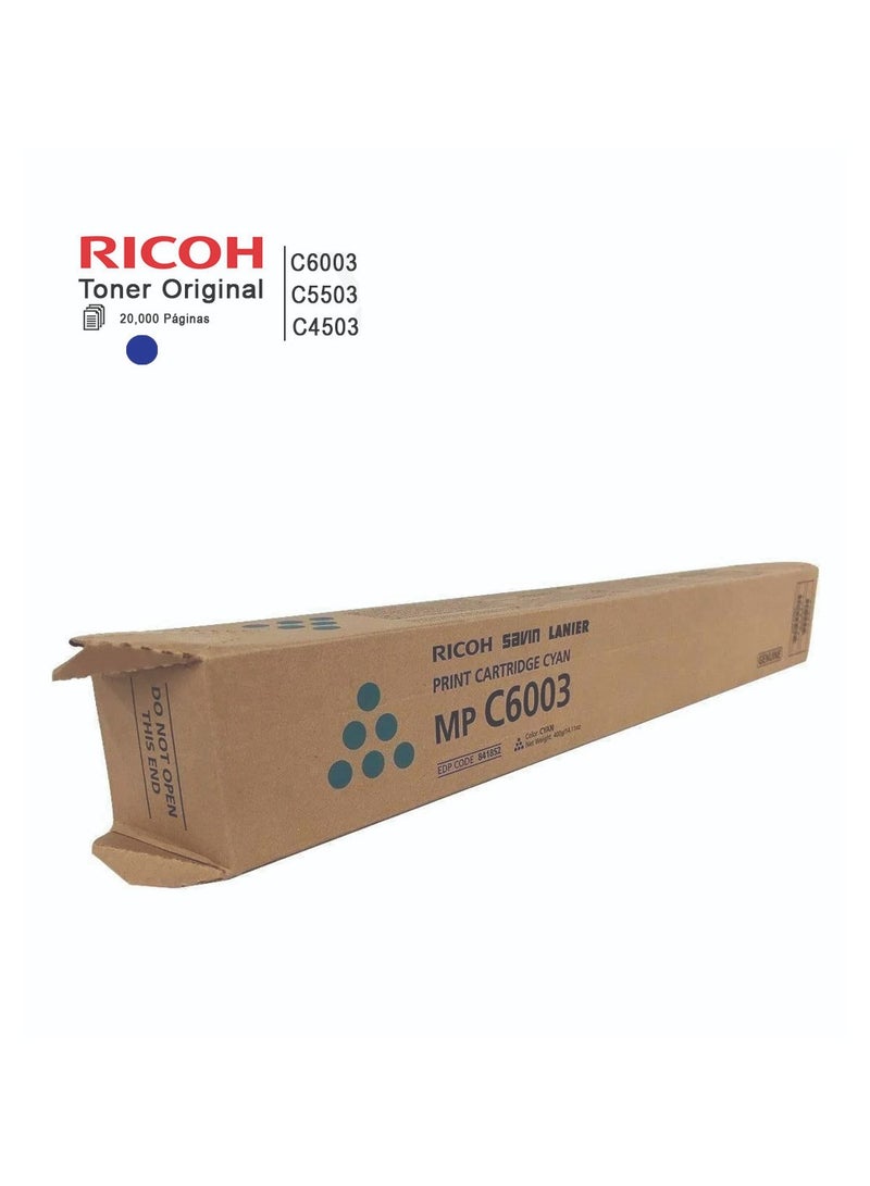 RICOH Genuine Ricoh MP C6003 Toner For  Use C6003, C5503, C4503 -Cyan - Image 1