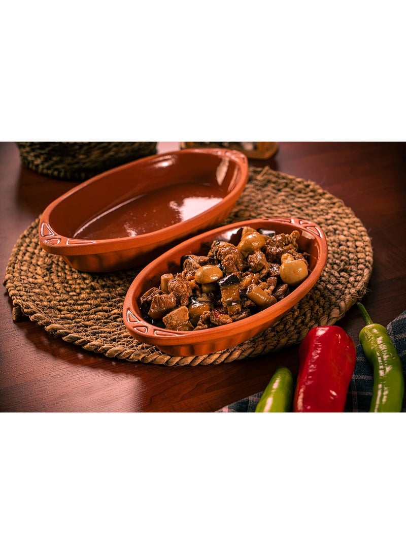 لوكسيول أوعية فخارية بيضاوية من لوكس يول – مصنوعة يدويًا في تركيا من طين طبيعي غير مطلي – آمنة للفرن والميكروويف وغسالة الصحون – مثالية لأطباق رئيسية، سمك، باستا، لحوم – متوفرة بألوان بني، طبيعي، أزرق، أخضر – بمقاسات L23×W13×H3، 26×14×3، 23×13×3، 29×18×4، 25×11.5×3 سم – صحية، صديقة للبيئة، متينة، مقاومة للتشقق، آمنة للطعام، هدية مثالية – أدوات مطبخ تقليدية تركية تجمع بين الجودة العملية والجمال الطبيعي - Image 4