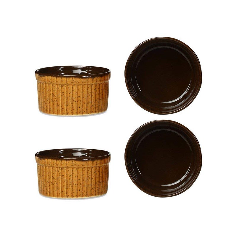 Caffeine Ceramic Handmade Mustard Brown Ramekins Bowls (Set of 6) - Image 2