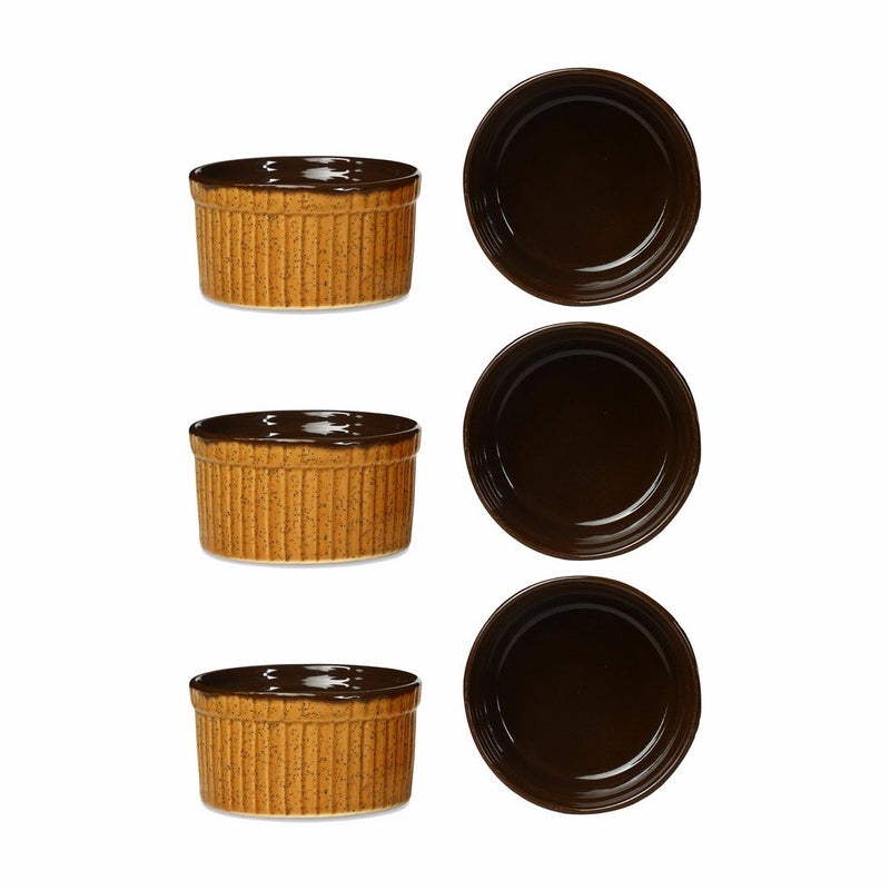 Caffeine Ceramic Handmade Mustard Brown Ramekins Bowls (Set of 6) - Image 1