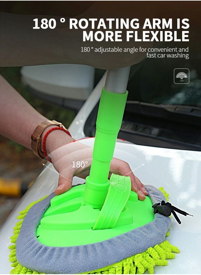 GROIC Car Wash Brush with Long Handle Chenille Microfiber Car Wash Mop Kit,Car Wash Kit with 2pcs Mop Replacement Head and 1pc Brush Details,Automobile Cleaning Tools  - Image 2