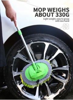 GROIC Car Wash Brush with Long Handle Chenille Microfiber Car Wash Mop Kit,Car Wash Kit with 2pcs Mop Replacement Head and 1pc Brush Details,Automobile Cleaning Tools  - Image 3