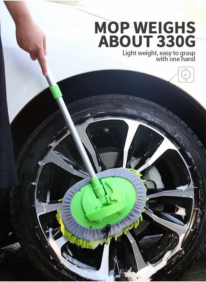 GROIC Car Wash Brush with Long Handle Chenille Microfiber Car Wash Mop Kit,Car Wash Kit with 2pcs Mop Replacement Head and 1pc Brush Details,Automobile Cleaning Tools  - Image 3