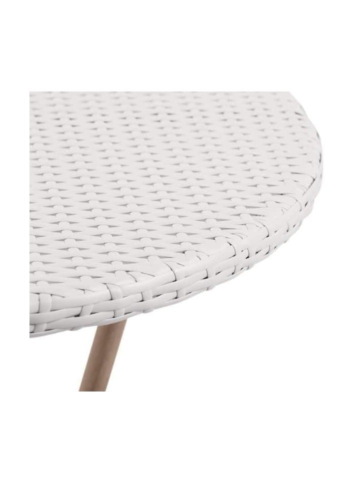 Harmony Home طقم بيسترو خارجي من الروطان 3 قطع - أثاث فناء أبيض مع وسائد زرقاء بحيرة - طاولة وكراسي للبالكون والفناء والتراس والمقهى - Image 5