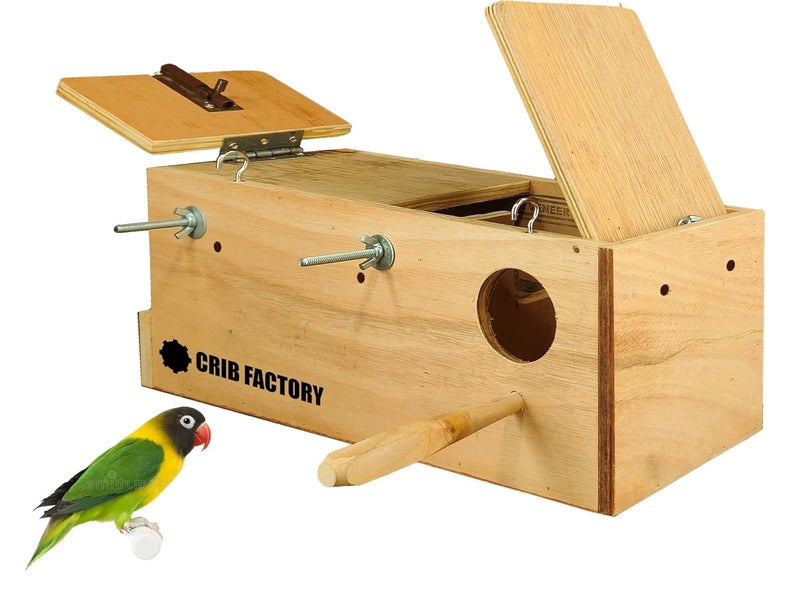 CRIB FACTORY African Love Birds Large Long Breeding Box | HIGH-QALITY Plywood | 17 X 6 X 7 INCH - Image 1
