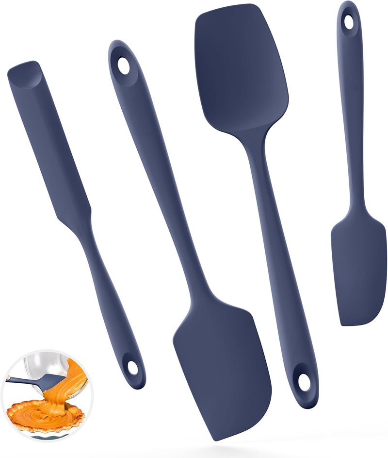 U-Taste Global upgraded practical design 315℃ Heat Resistant Silicone Spatula: High Heat Proof Flexible Non-Stick Bowl Scraper, Seamless Rubber Kitchen Utensils for Baking Cooking Mixing Cookware (4 Pieces, Midnight Blue) Liquid tight joint - Image 1