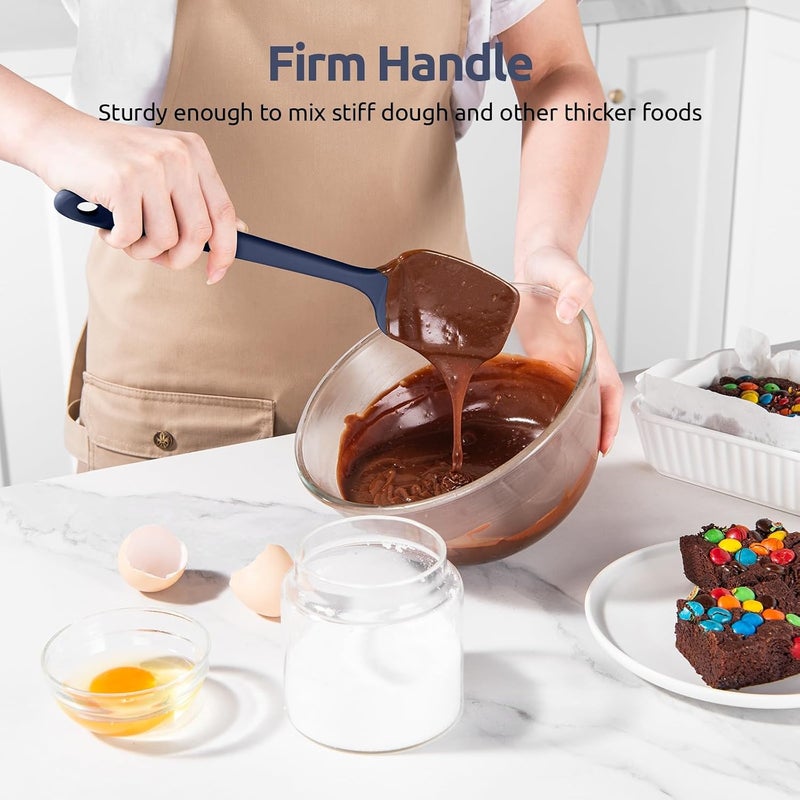 U-Taste Global upgraded practical design 315℃ Heat Resistant Silicone Spatula: High Heat Proof Flexible Non-Stick Bowl Scraper, Seamless Rubber Kitchen Utensils for Baking Cooking Mixing Cookware (4 Pieces, Midnight Blue) Liquid tight joint - Image 5