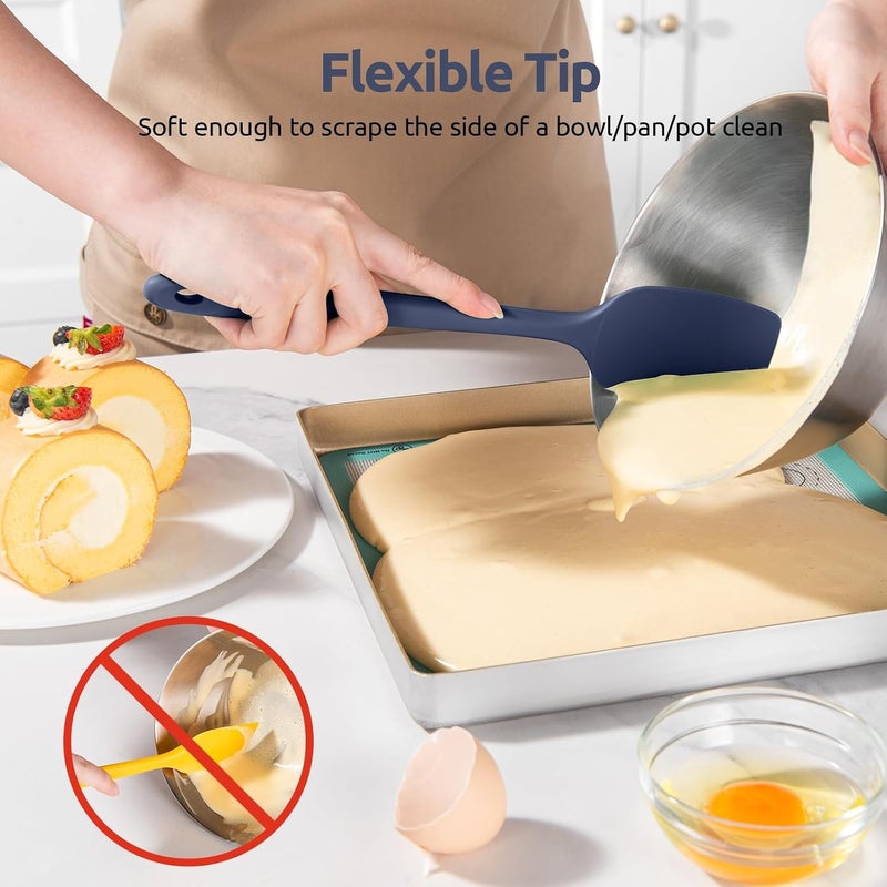 U-Taste Global upgraded practical design 315℃ Heat Resistant Silicone Spatula: High Heat Proof Flexible Non-Stick Bowl Scraper, Seamless Rubber Kitchen Utensils for Baking Cooking Mixing Cookware (4 Pieces, Midnight Blue) Liquid tight joint - Image 4