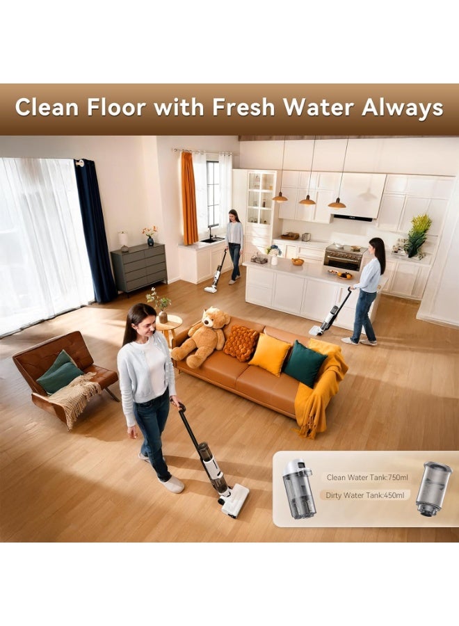 JONR ED12 Lite Cordless Wet Cleaning Vacuum Cleaner, 20,000 Pa Strong Suction, Mop Automatic Cleaning Function, Wet & Dry Use, Can be Cleaned Under Furniture, For Hardwood, Tile & Stone Floors - Image 4