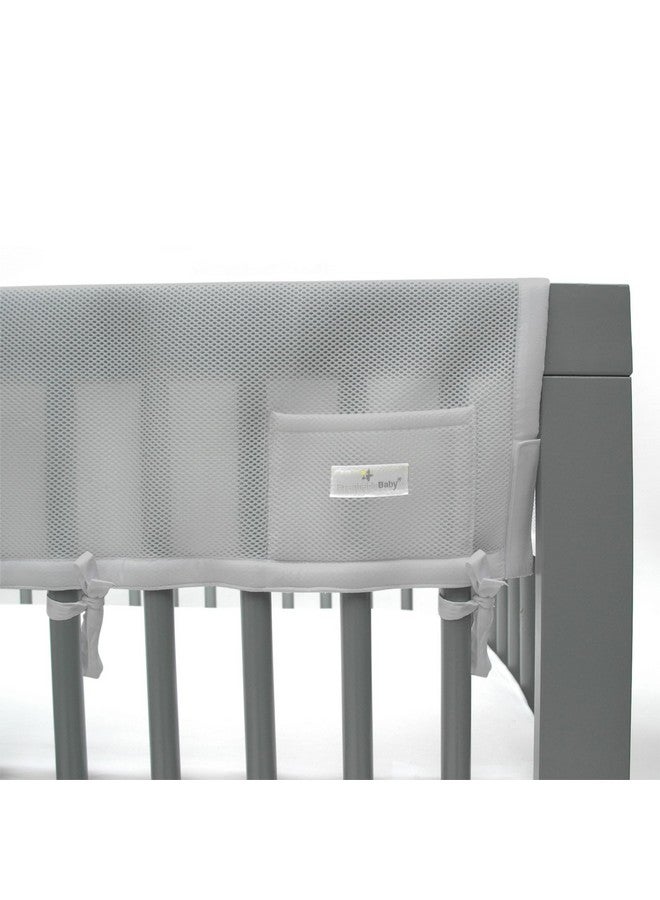 BreathableBaby Breathable Mesh RailGuard Teething Cover - White - 51” Long Panel (1) - Fits Most Full-Size and Does Not Fit Mini Cribs - Use with Coordinating Short Panels - Gray - Image 2