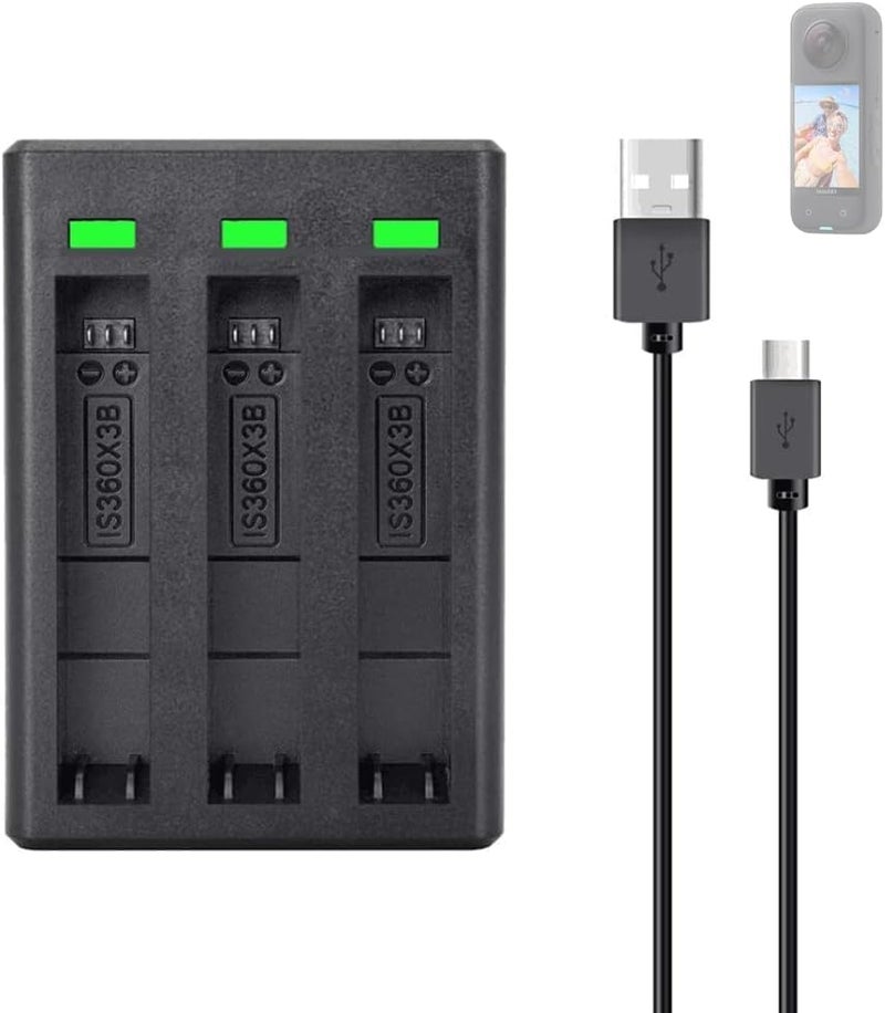smart pro Battery Charger 3-Channel USB Battery Quick Charger with Micro USB Cord for Insta360 ONE X3 Action Camera Battery Charger - Image 1