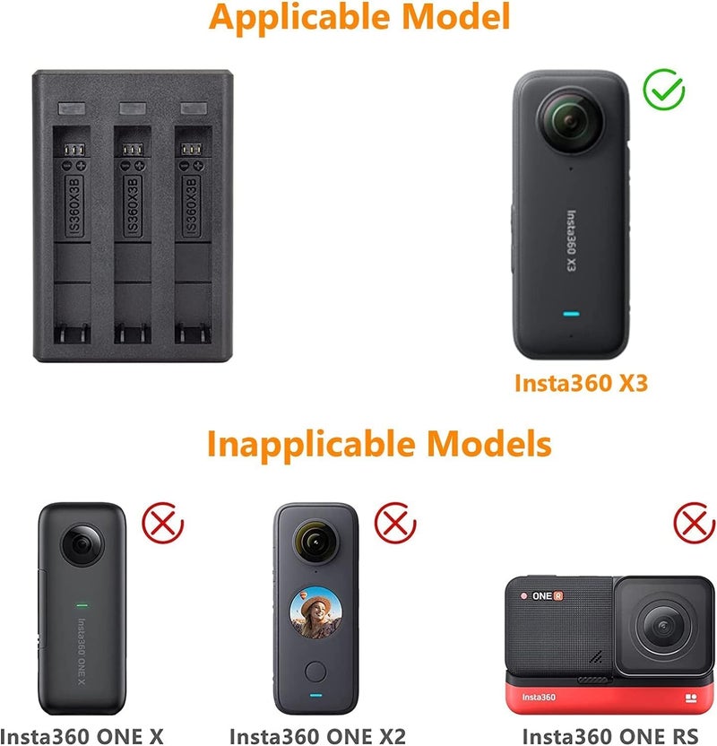 smart pro Battery Charger 3-Channel USB Battery Quick Charger with Micro USB Cord for Insta360 ONE X3 Action Camera Battery Charger - Image 4