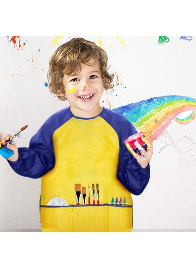Cubaco Kids Painting Apron 2 Packs Waterproof Art Smocks For Child 38 Years Children Artist Apron With Long Sleeve And 3 Pockets - Image 4