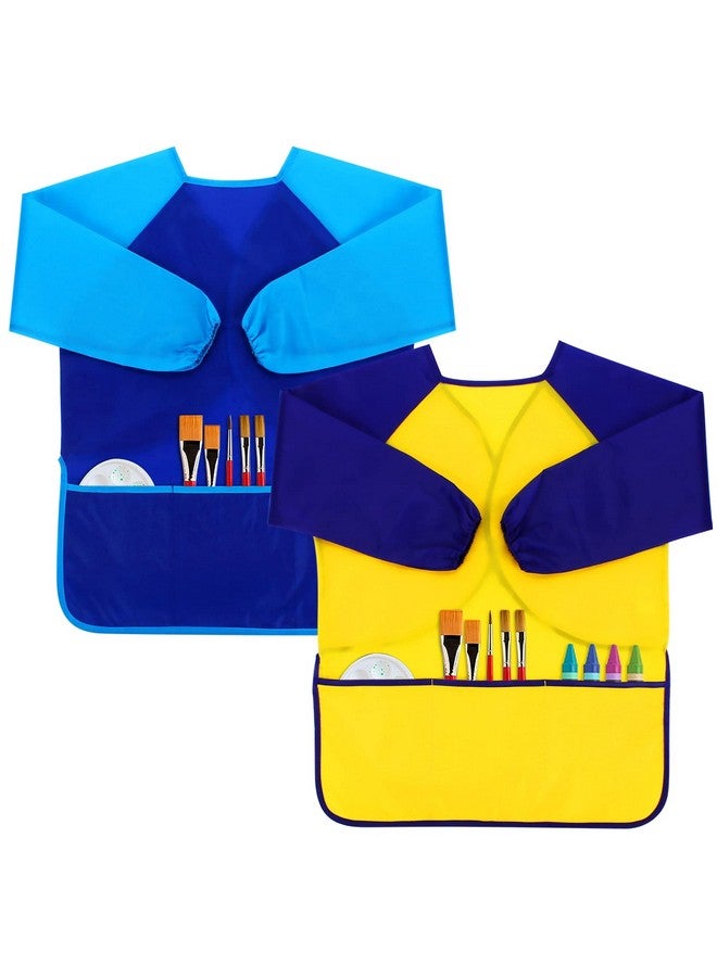 Cubaco Kids Painting Apron 2 Packs Waterproof Art Smocks For Child 38 Years Children Artist Apron With Long Sleeve And 3 Pockets - Image 2