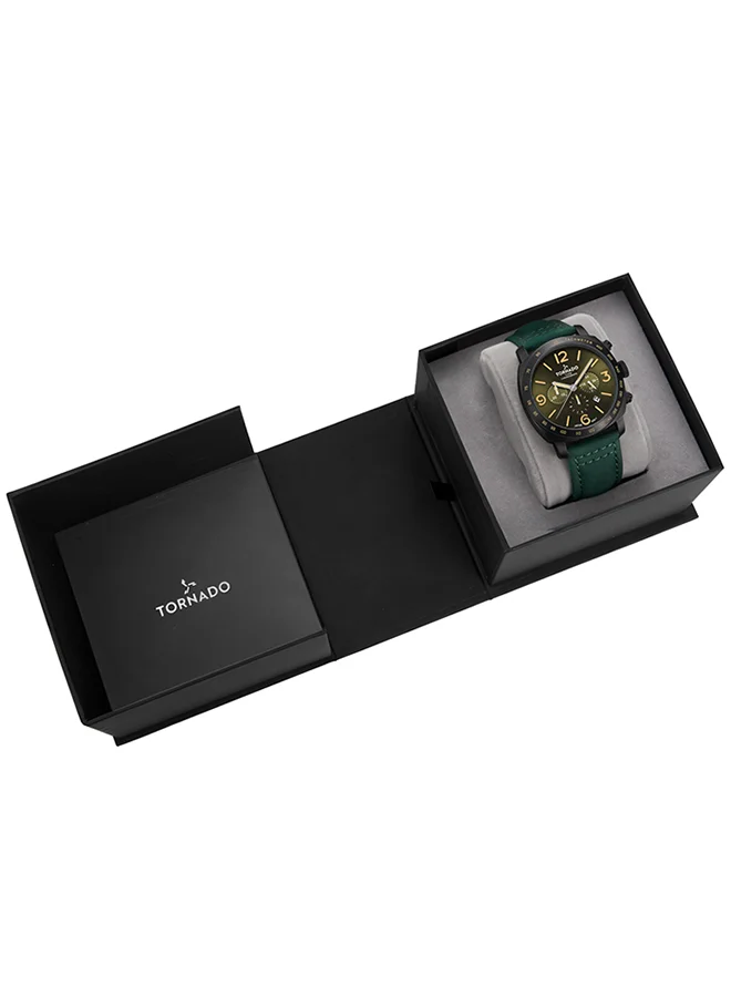 TORNADO Men's Chronograph Green Dial Watch - T9102-BLHH