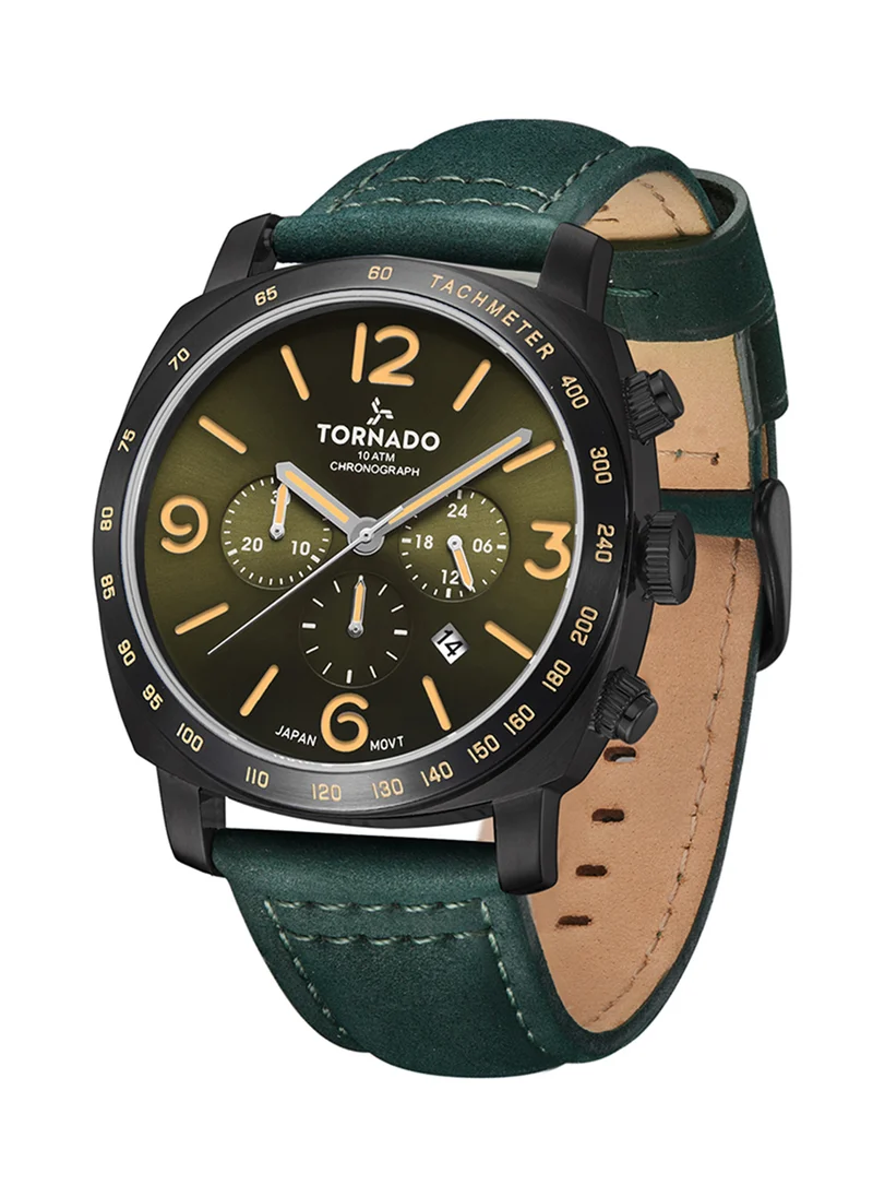 TORNADO Men's Chronograph Green Dial Watch - T9102-BLHH