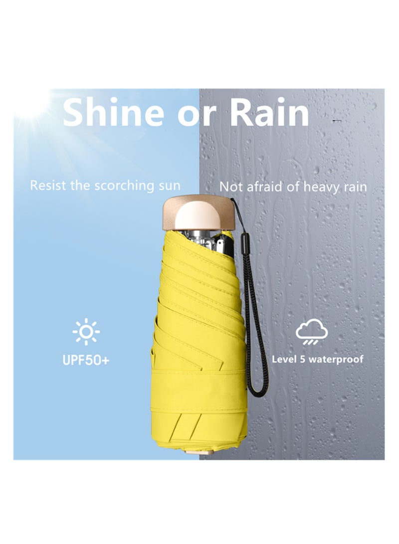 NOVOLAN Pocket Umbrella Travel Umbrella Windproof Sun Rain Mini Ultra-Light 5 Fold Umbrella Anti-Uv Folding Sunshade Dual-Use Sunny Umbrella Sunscreen Pocket Umbrella Sun Umbrella Female (green) - Image 3