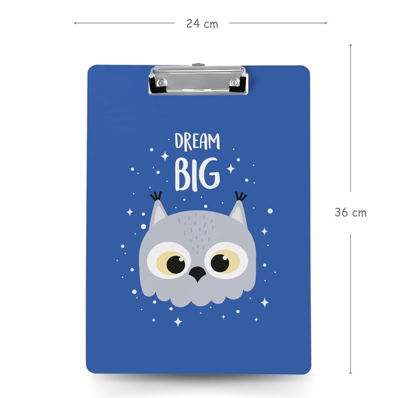 Articious لوحة رسم وكتابة واختبار مع مشبك (الحجم - 24x36 سم) متينة وخفيفة الوزن للمكتب والمدرسة والجامعة - بومة - Image 2