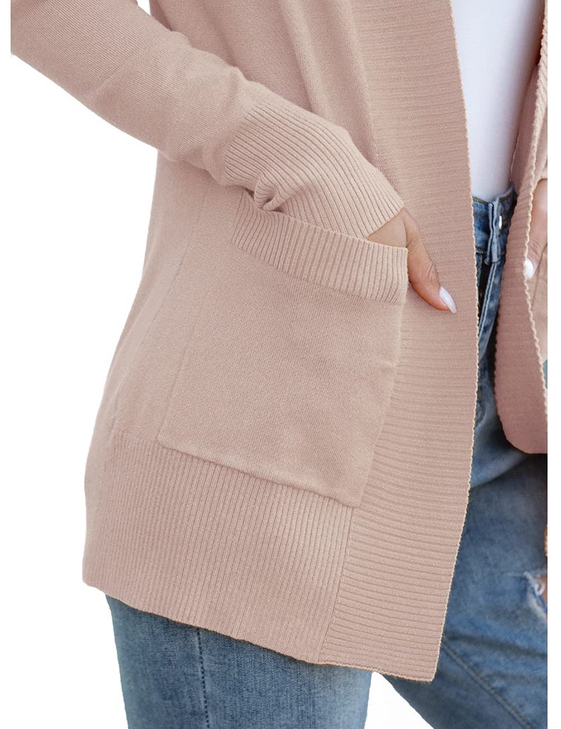 REDHOTYPE Women's Cardigans with Pockets Casual Open Front Lightweight Cardigans for Women, Light Pink, M - Image 4
