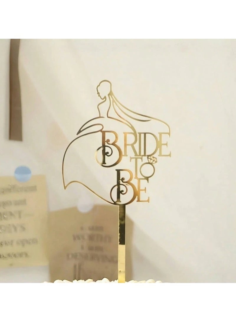 Party Decorations, Gold Cake Topper For The Bride, One Piece 
