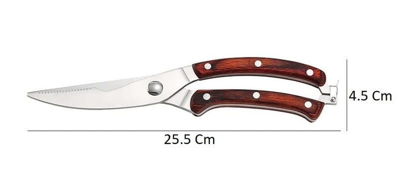 Sugalsu Kitchen Poultry Shears Kitchen Knife Scissors Strong Chicken Bone Duck Fish Meat Scissors Stainless Steel Vegetable Knife Kitchen Cooking Chicken Bone ScissorsWooden - Image 2