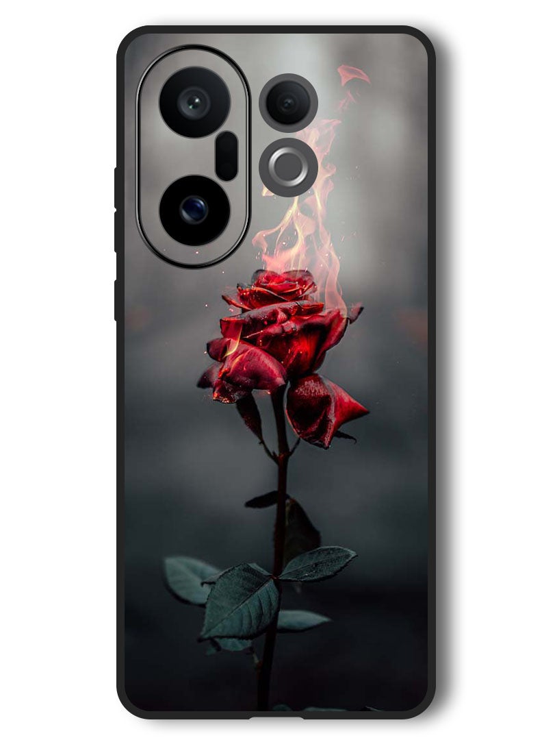 Theodor Case Compatible with Vivo X200 FE 6.31 Inch Protection Shockproof Bumper Cover Burning Red Rose - Image 1