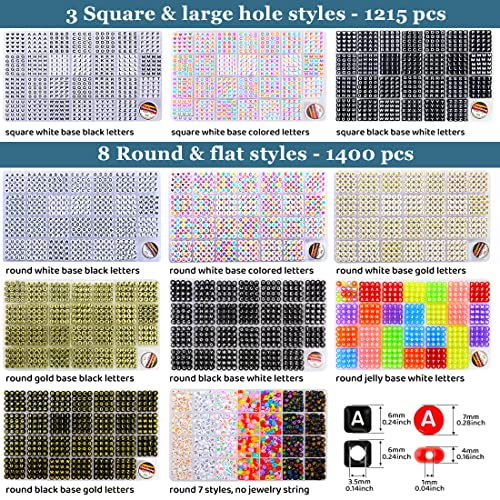Eppingwin 1400 pcs Letter Beads, 4x7 mm Beads, Beads for Jewelry Making, Beads for Bracelet Making, Alphabet Beads, in 28 Grid Box (7 Colors) - Image 3