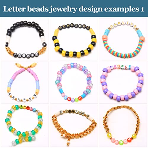 Eppingwin 1400 pcs Letter Beads, 4x7 mm Beads, Beads for Jewelry Making, Beads for Bracelet Making, Alphabet Beads, in 28 Grid Box (7 Colors) - Image 4