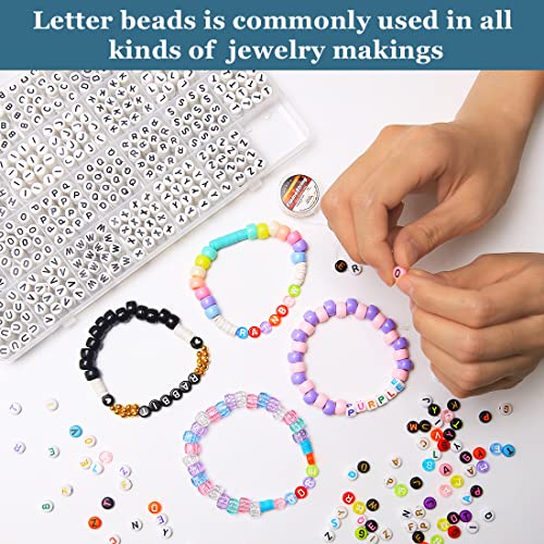 Eppingwin 1400 pcs Letter Beads, 4x7 mm Beads, Beads for Jewelry Making, Beads for Bracelet Making, Alphabet Beads, in 28 Grid Box (7 Colors) - Image 5