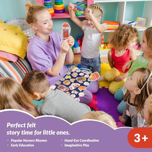 CHEFAN FeltFlannel Board Story Set of 4 PRECUT Felt Pieces for Preschool Toddlers Circle TimeOld McDonald Had a Farm This Old Man Twinkle Twinkle Little Star Row Row Row Your Boat - Image 5