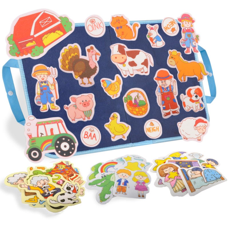 CHEFAN FeltFlannel Board Story Set of 4 PRECUT Felt Pieces for Preschool Toddlers Circle TimeOld McDonald Had a Farm This Old Man Twinkle Twinkle Little Star Row Row Row Your Boat - Image 3
