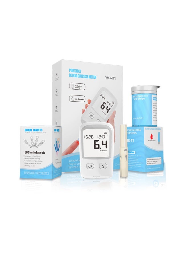 Blood Glucose Monitoring System, Self-monitoring Blood Sugar Test Kit with 50 Glucometer Strips and 50 Lancets, Diabetes Testing Set, Glucometer Kit for Home - Image 1