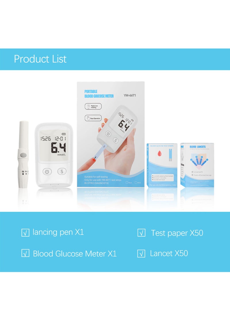 Blood Glucose Monitoring System, Self-monitoring Blood Sugar Test Kit with 50 Glucometer Strips and 50 Lancets, Diabetes Testing Set, Glucometer Kit for Home - Image 4