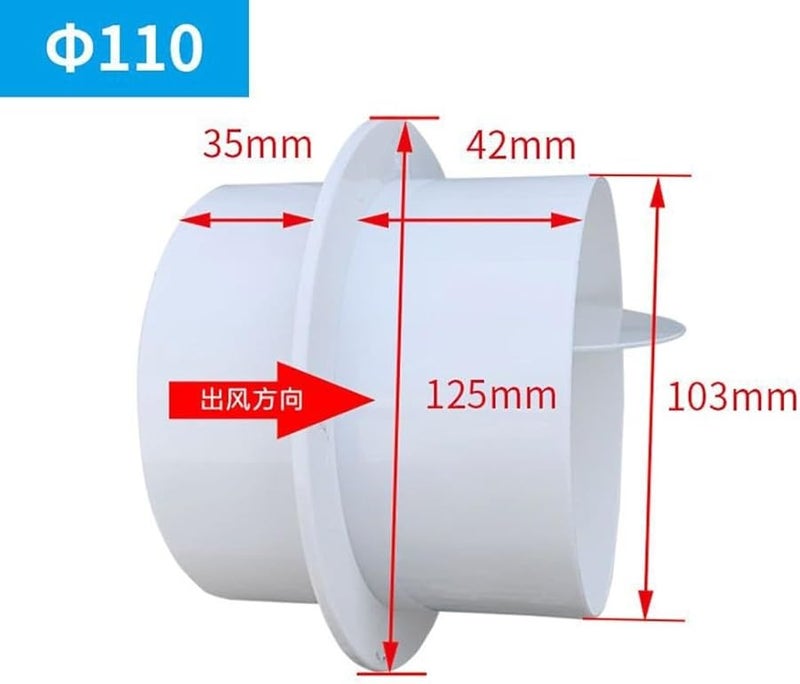White PVC Backdraft Damper Check Valve 110mm for Bathroom Kitchen Exhaust Fan - Image 5