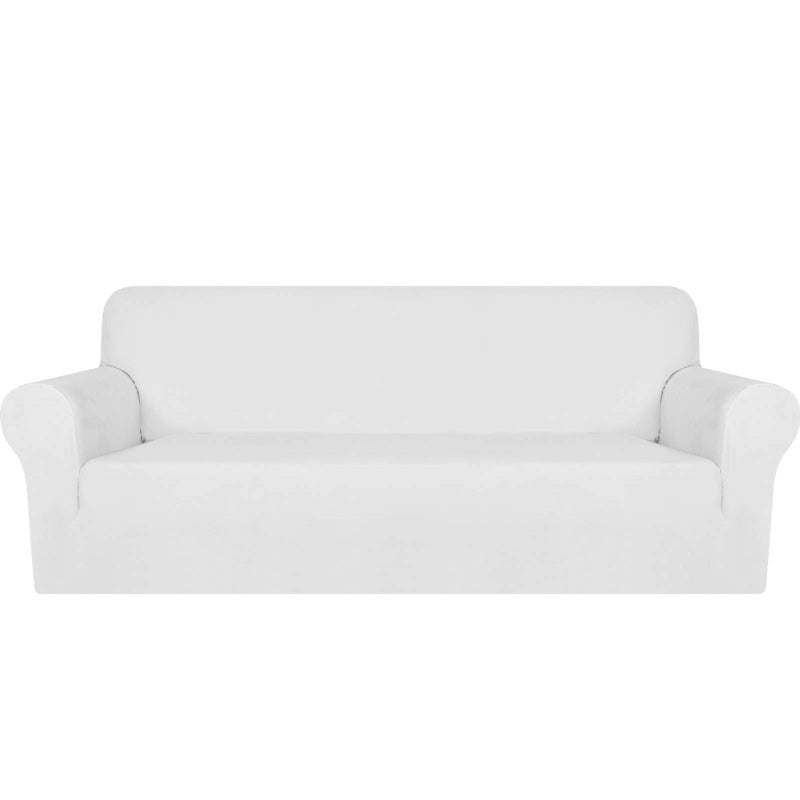 MAXIJIN Thick Velvet Sofa Covers 3 Seater Super Stretch Non Slip Couch Cover for Dogs Cat Pet Friendly 1Piece Elastic Furniture Protector Plush Sofa Slipcovers 3 Seater White