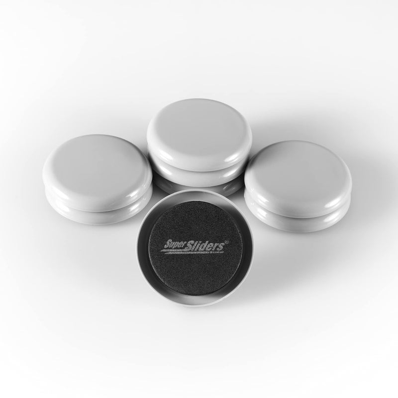 SUPER SLIDERS مزلقات أثاث دائرية قابلة لإعادة الاستخدام مقاس 2 1/2 بوصة من Super Sliders للسجاد - تحريك سهل وحماية السطح باللون الرمادي (8 عبوات) - Image 1