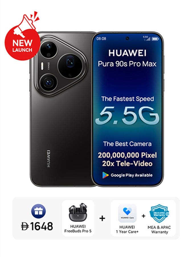 HUAWEI Pura 90s Pro Max 5.5G AI Dual SIM Graphite Black 12GB RAM 512GB with Google Playstore + Free Gift - Middle East Version - Image 1