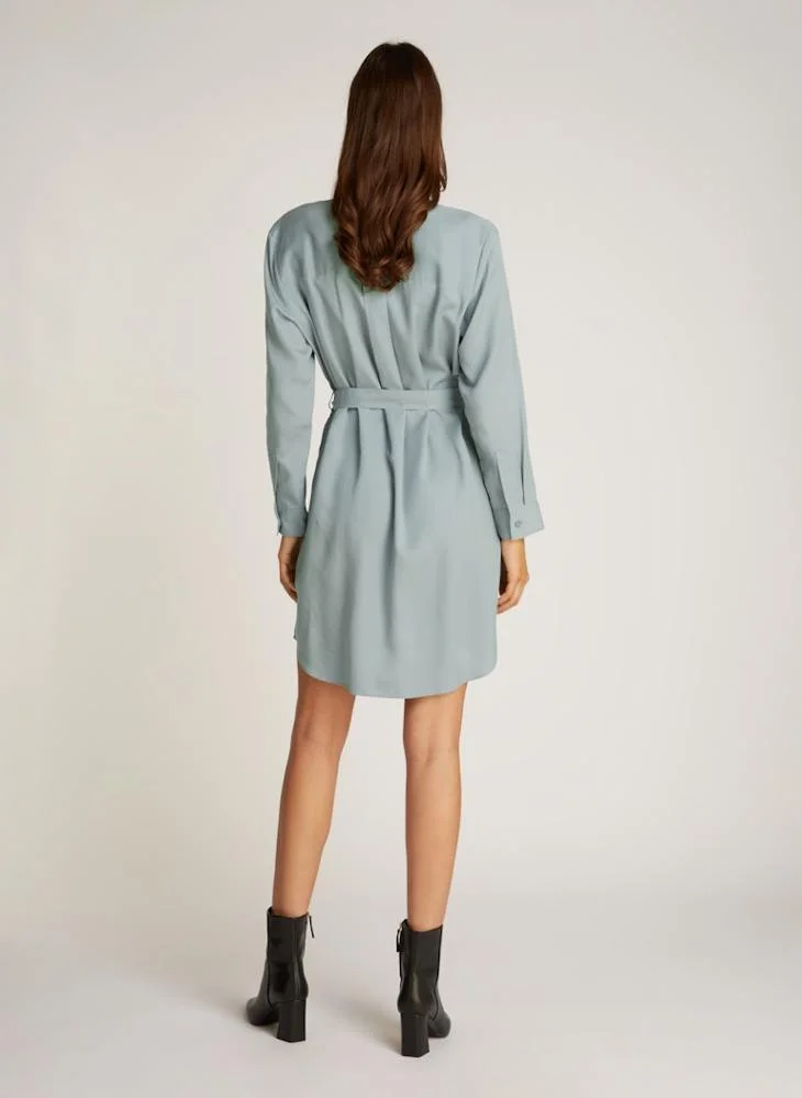 كالفن كلاين جينز Logo Detail Button Down Belted Dress