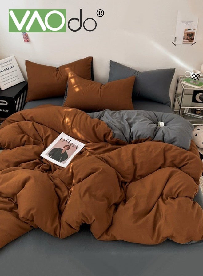 فاو دو مجموعة ملاءات سرير 4 قطع، من الألياف الدقيقة الناعمة - مجموعة لحاف مقاومة للانكماش والبهتان، مجموعة مفروشات سرير صديقة للبشرة، تشمل ملاءة سرير مجهزة وغطاء لحاف ووسادتين مقاس 200*230 سم - Image 1