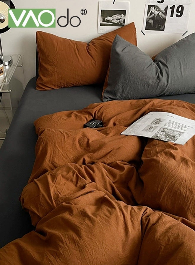 فاو دو مجموعة ملاءات سرير 4 قطع، من الألياف الدقيقة الناعمة - مجموعة لحاف مقاومة للانكماش والبهتان، مجموعة مفروشات سرير صديقة للبشرة، تشمل ملاءة سرير مجهزة وغطاء لحاف ووسادتين مقاس 200*230 سم - Image 2