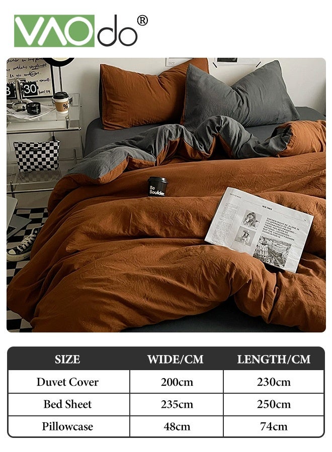 فاو دو مجموعة ملاءات سرير 4 قطع، من الألياف الدقيقة الناعمة - مجموعة لحاف مقاومة للانكماش والبهتان، مجموعة مفروشات سرير صديقة للبشرة، تشمل ملاءة سرير مجهزة وغطاء لحاف ووسادتين مقاس 200*230 سم - Image 3
