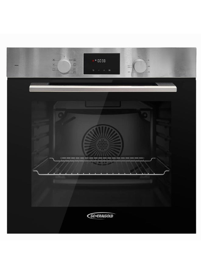 GeneralGold General Gold 60cm Electric Built-In Oven, 7 Cooking Functions, Double Glass Door, 60x60 cm Heavy Duty Integrated Wall Oven with Rotisserie, Cooling Fan, for Baking, Grilling, Roasting  - Image 1