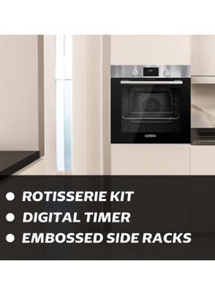 GeneralGold General Gold 60cm Electric Built-In Oven, 7 Cooking Functions, Double Glass Door, 60x60 cm Heavy Duty Integrated Wall Oven with Rotisserie, Cooling Fan, for Baking, Grilling, Roasting  - Image 3