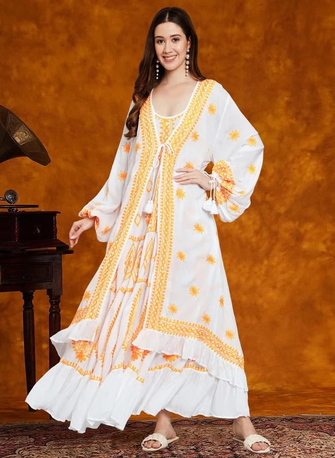 Alaya Hand Embroidered Chikankari Modal Kaftan-AL3605